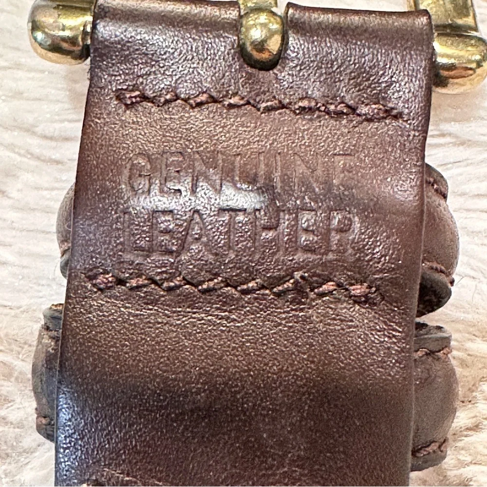 Woven genuine leather woven brown adjustable  belt. Size XXXL, 48-50